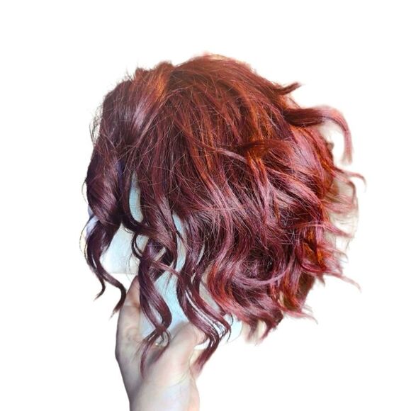 Lace Front Burgundy Asymmetrical Synthetic Bob Wig Size OS - Picture 3 of 7
